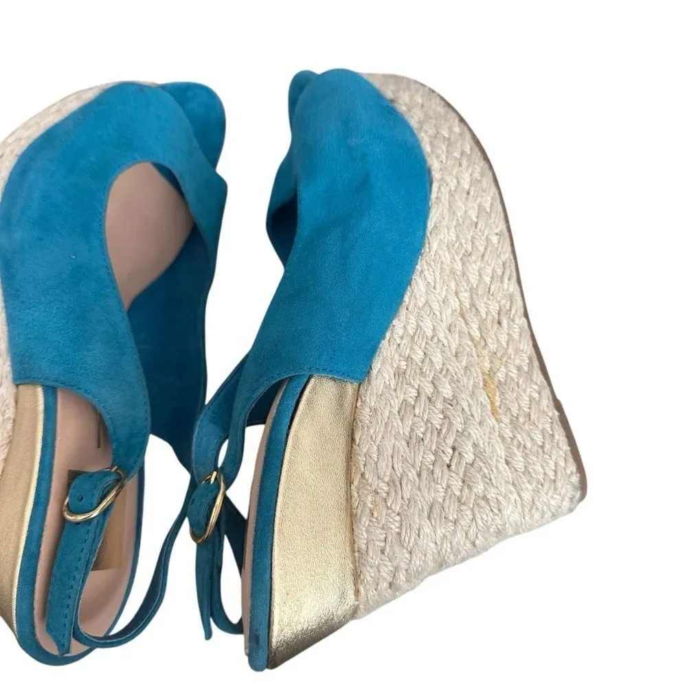 Dolce Vita Teal Suede Wedge Sandals Size 6